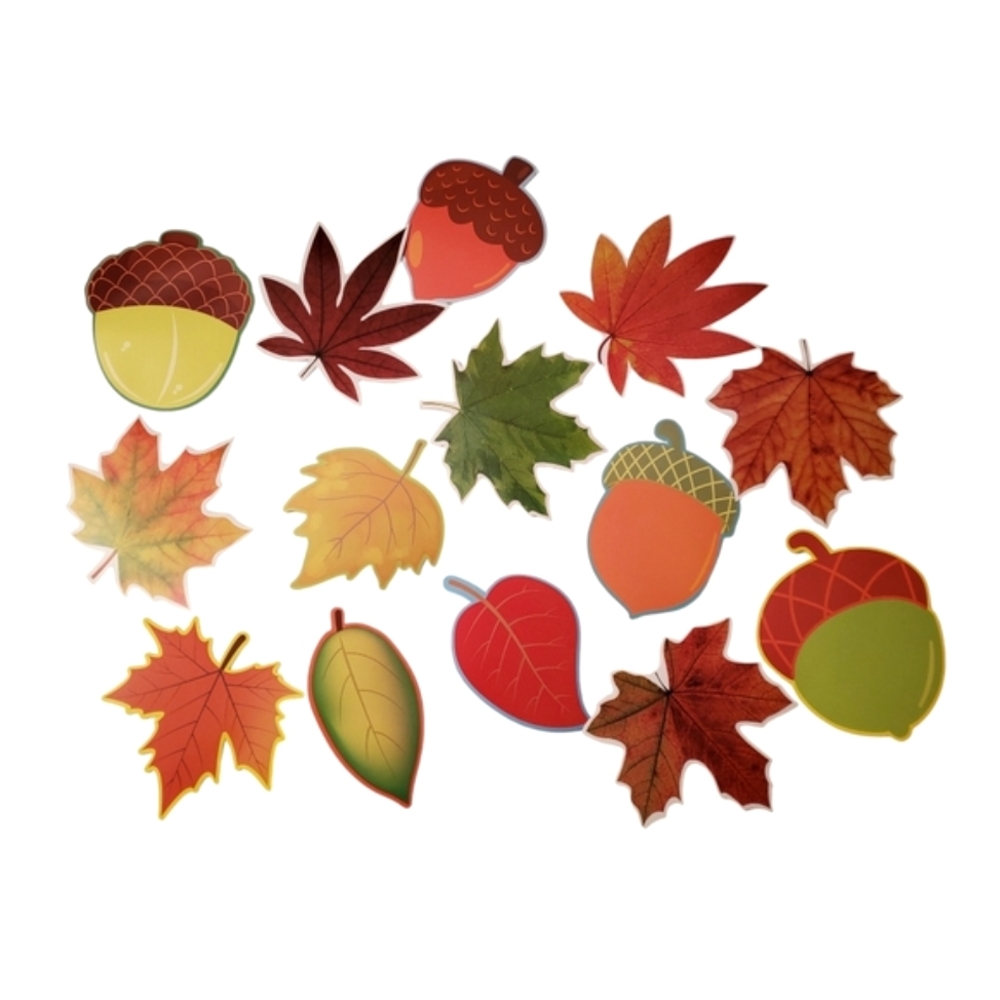 Fall Wall Decor Fall Leaves Acorns Cutout Autumn Thanksgiving set of 14
